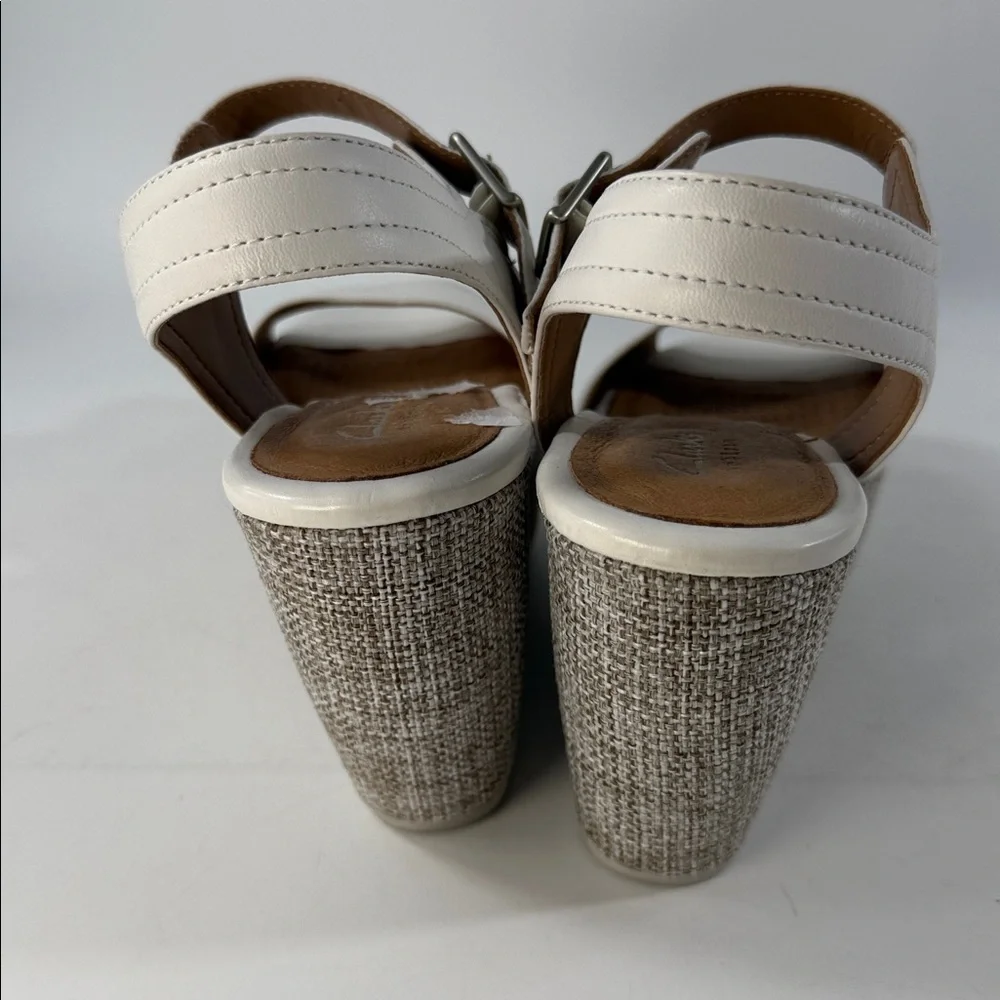 White Clarks Platform Sandals with Buckle size 7 - Picture 5 of 9